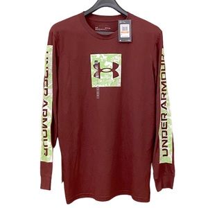 Under Armour Long Sleeve Brown Tee Camo Lime Print Size Small